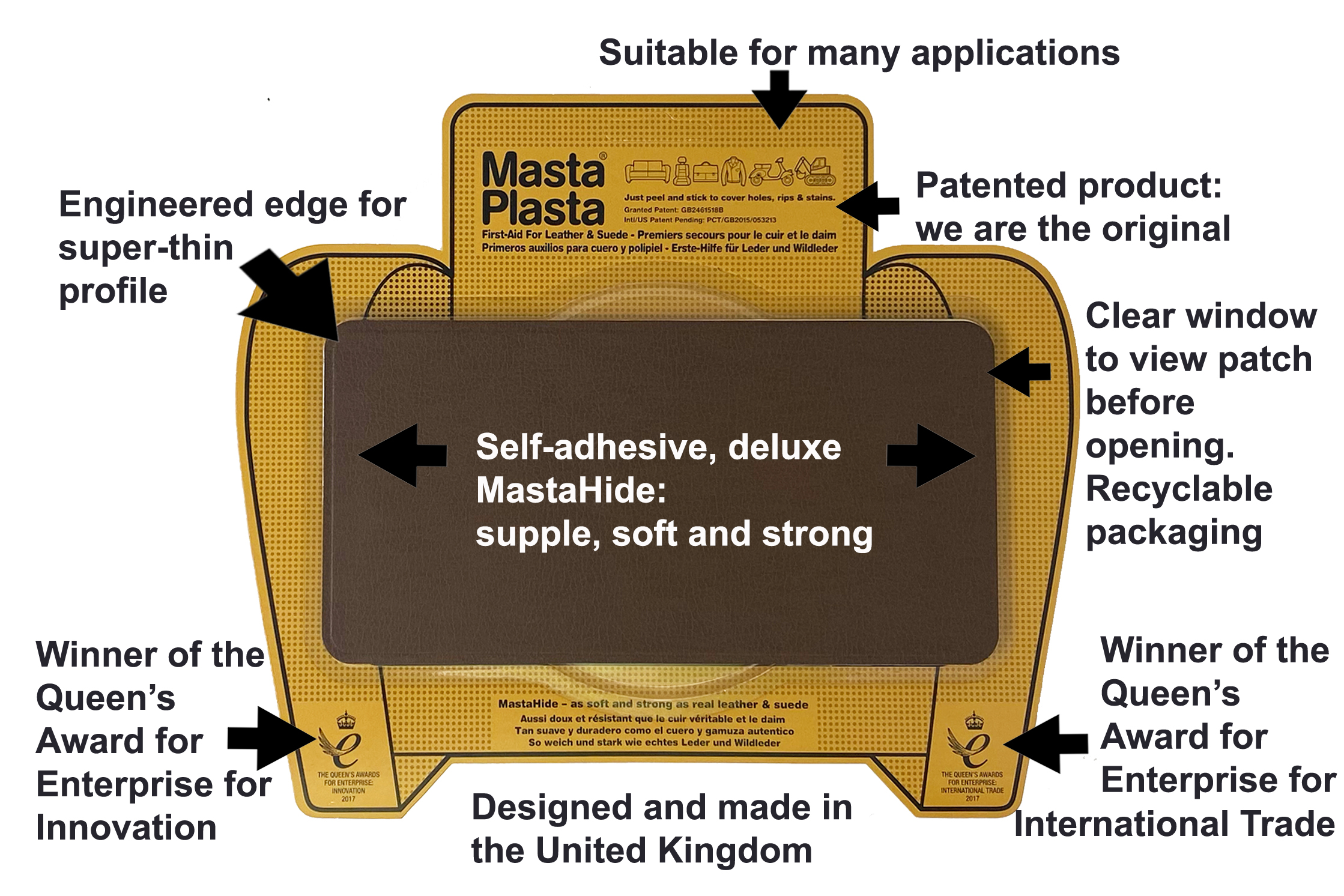 Leather Repair Patch | Medium Plain - 10cm x 6cm MastaPlasta